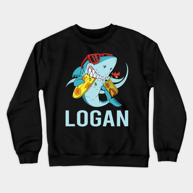 Funny Shark - Logan Name Crewneck Sweatshirt by songuk